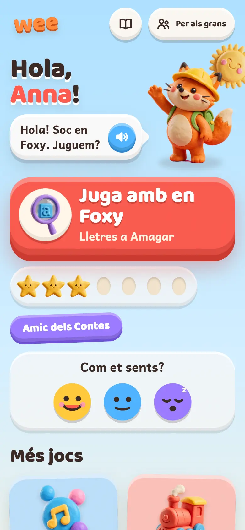The 5–7 home screen